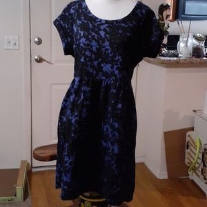 Gap factory dress blue w/ black floral print